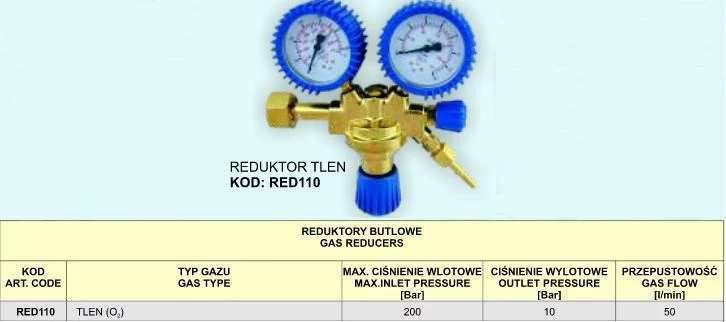 Oxygen Reducer 07 RED110 vienpakāpes gāzes