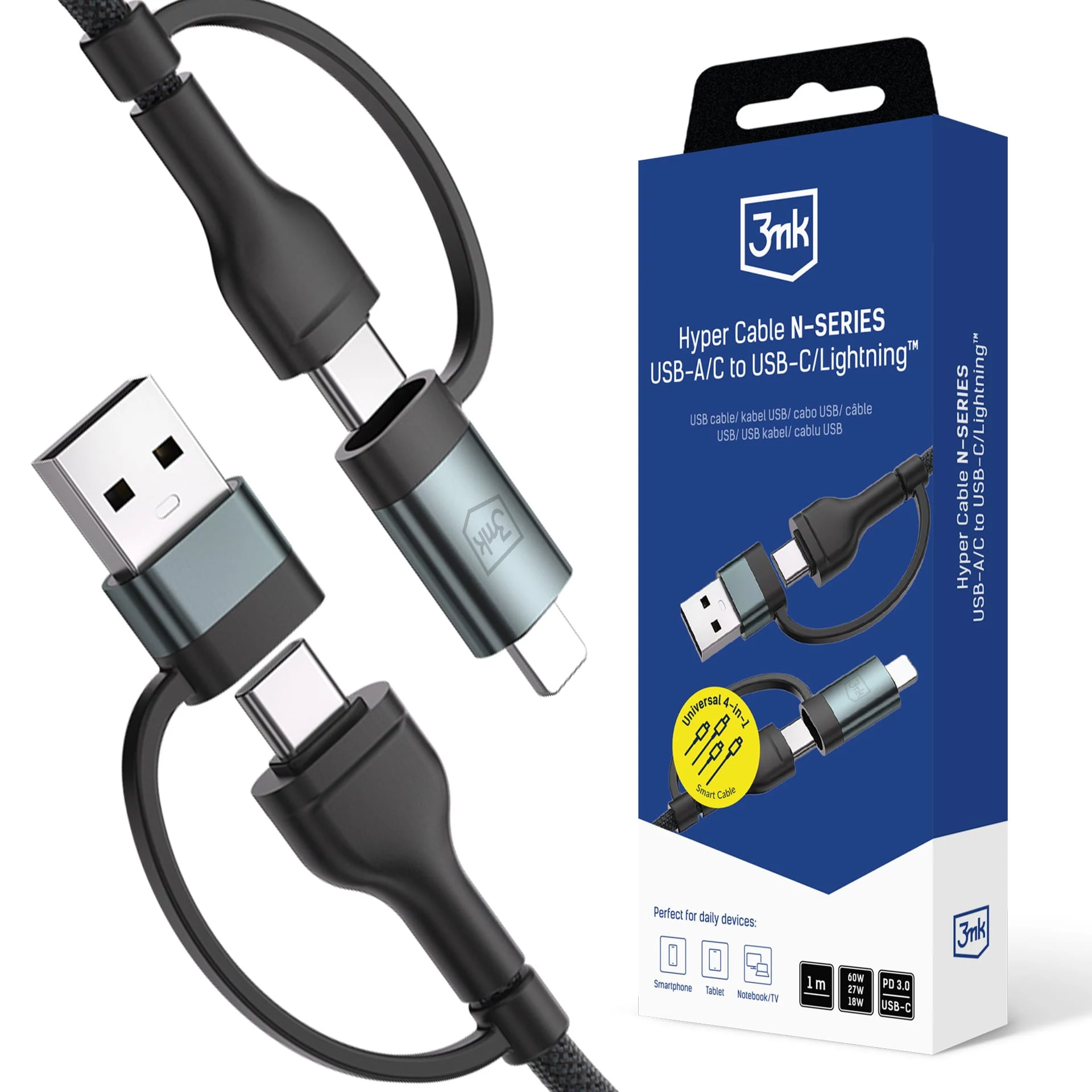 3mk Hyper Cable N-SERIES USB-A/USB-C uz
