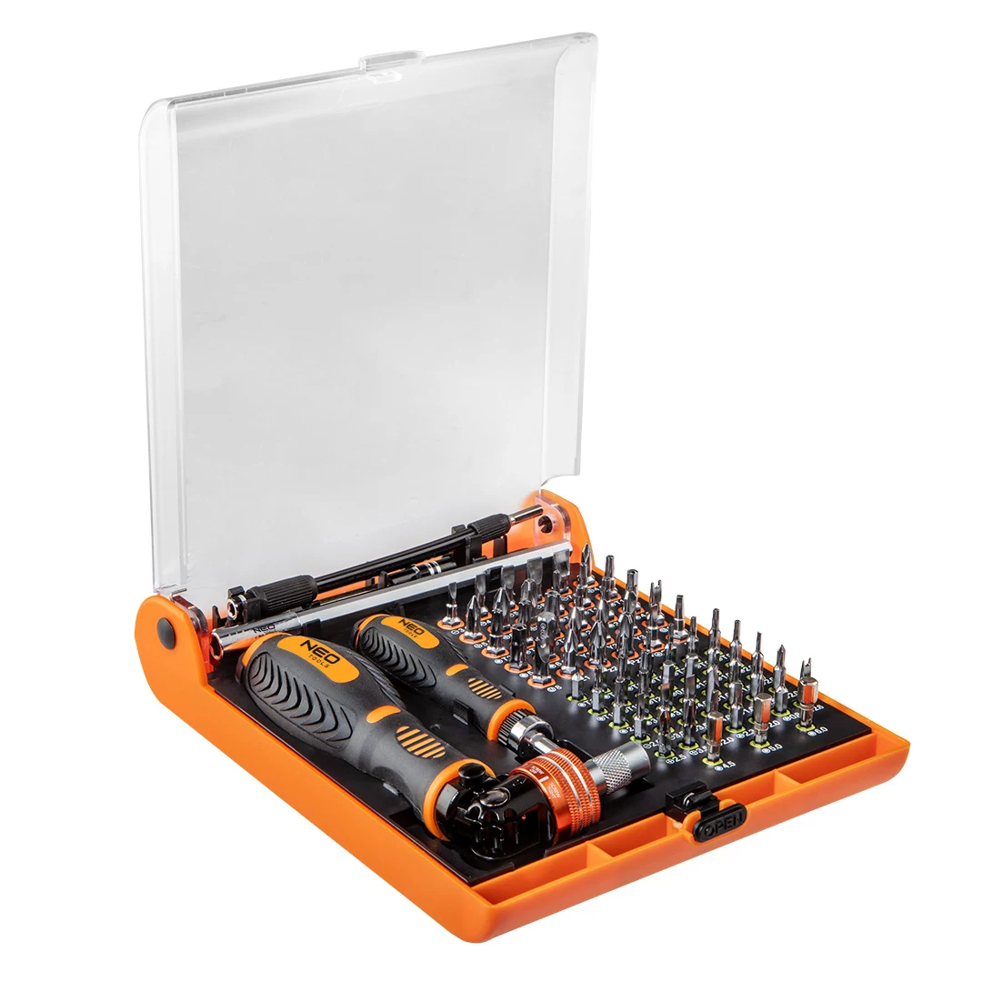 NEO TOOLS 73 daļu skrūvgrieža uzgaļu