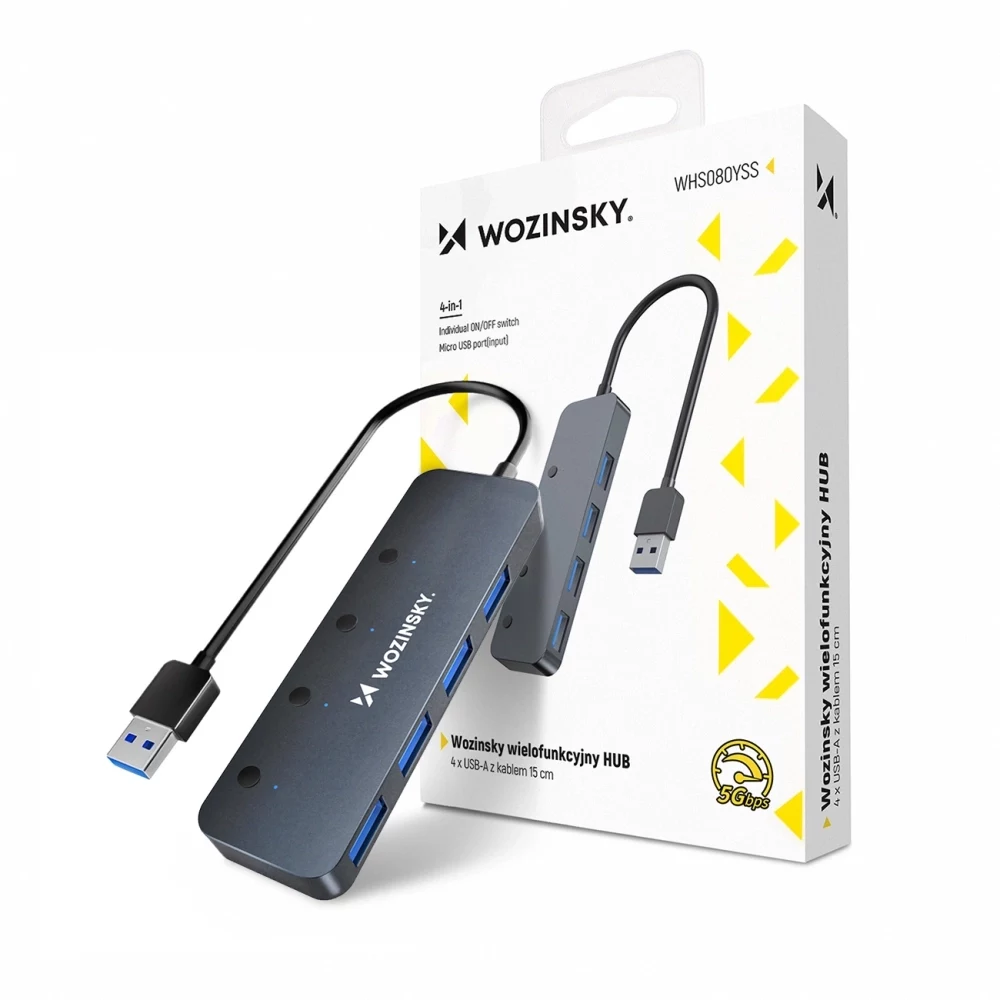 Wozinsky WHS080YSS 4 portu USB-A 3