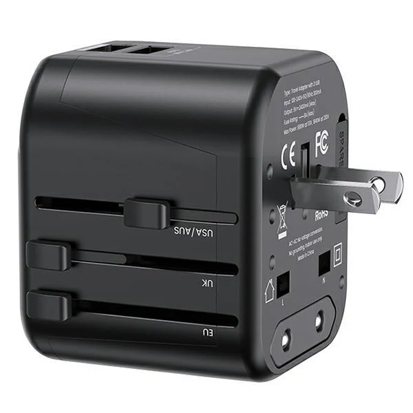 USAMS T55 universālais ceļojumu lādētājs 2xUSB