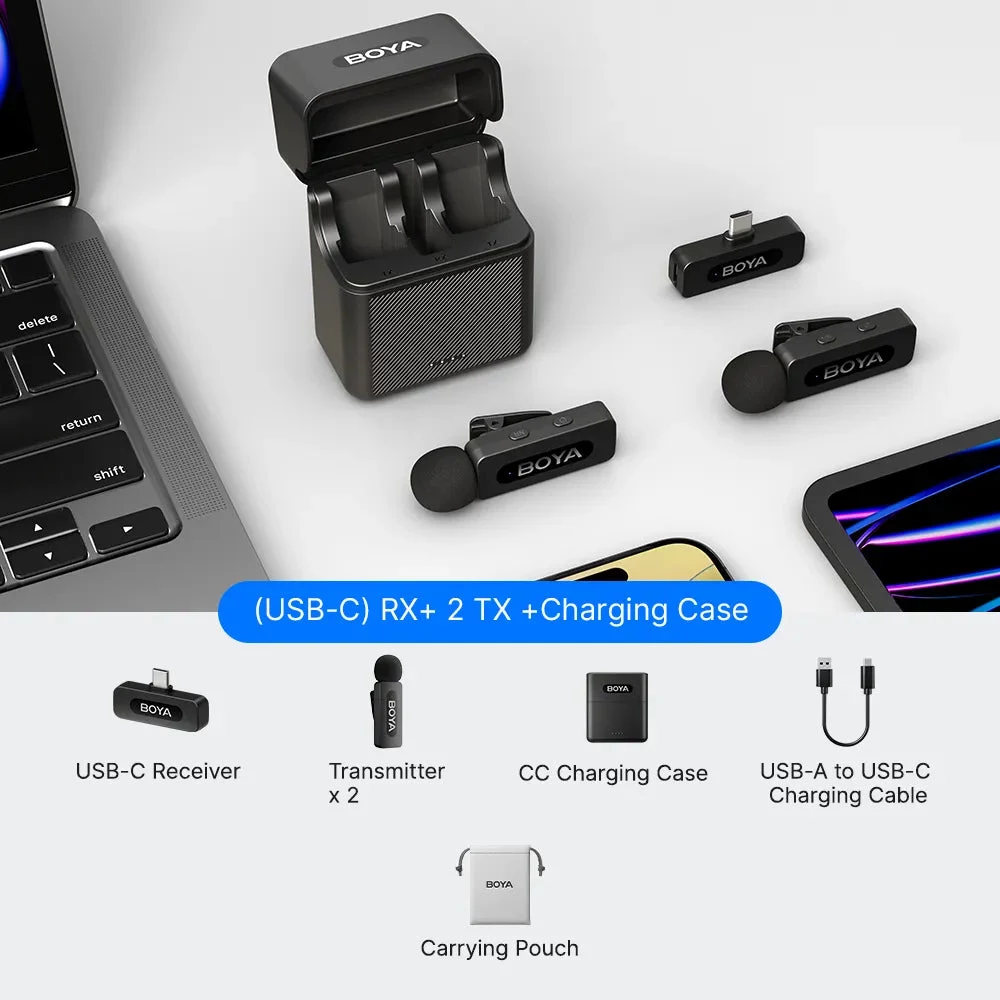 BOYA BY-V30 bezvadu lavaliera mikrofons USB-C