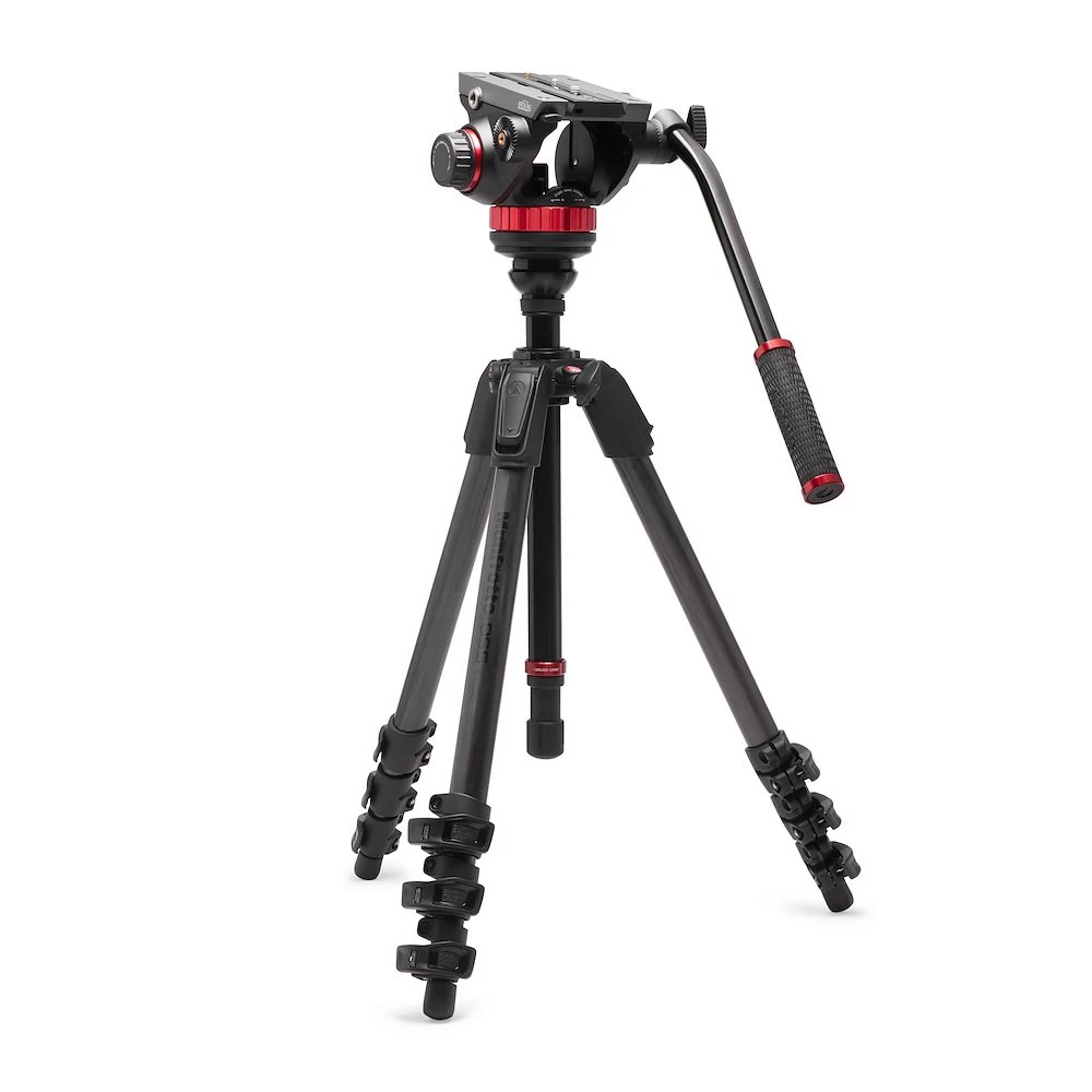 Manfrotto 055 oglekļa šķiedras video tripode