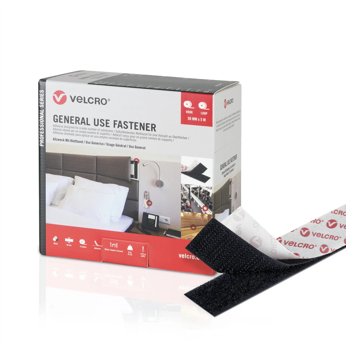 VELCRO 5m Āķa lente 50mm Melna