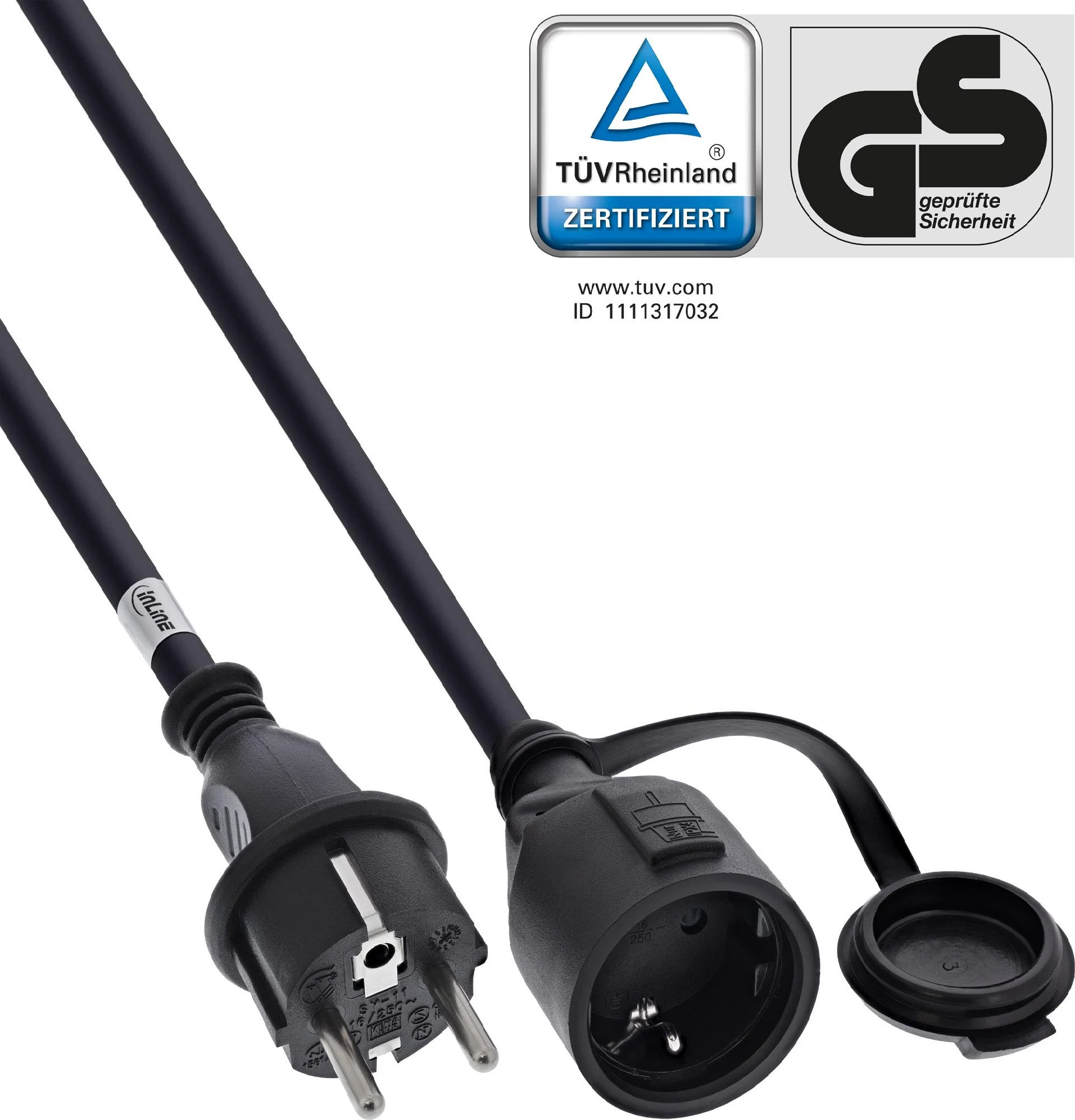 InLine® zemējuma kontaktligzdas pagarinātājs, āra IP44