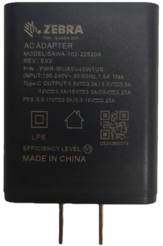 Zebra PWR-WUA5V45W1GB USB-C 45W tīkla adapteris