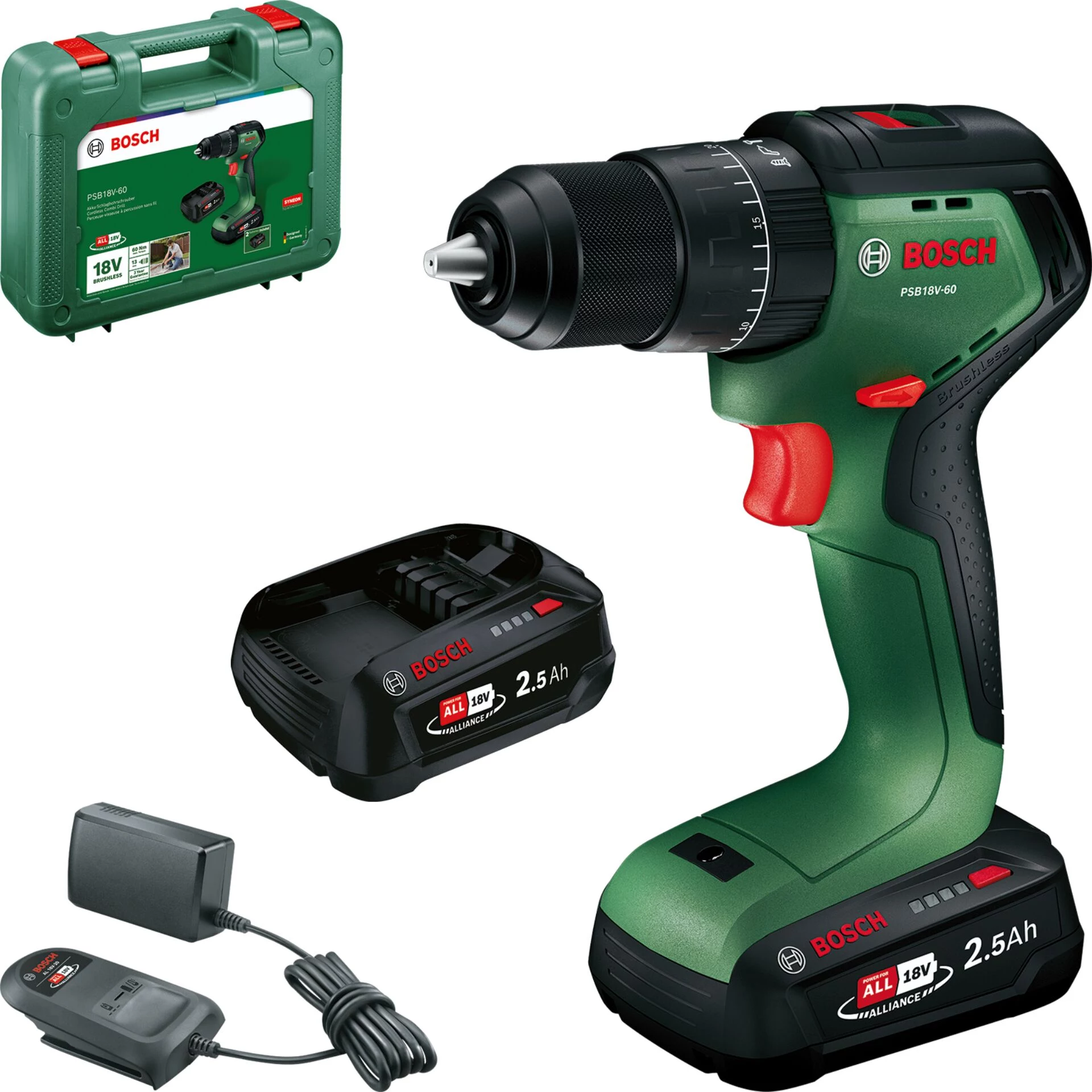 Bosch PSB18V-60 18V bezsuku triecienurbjmašīna ar