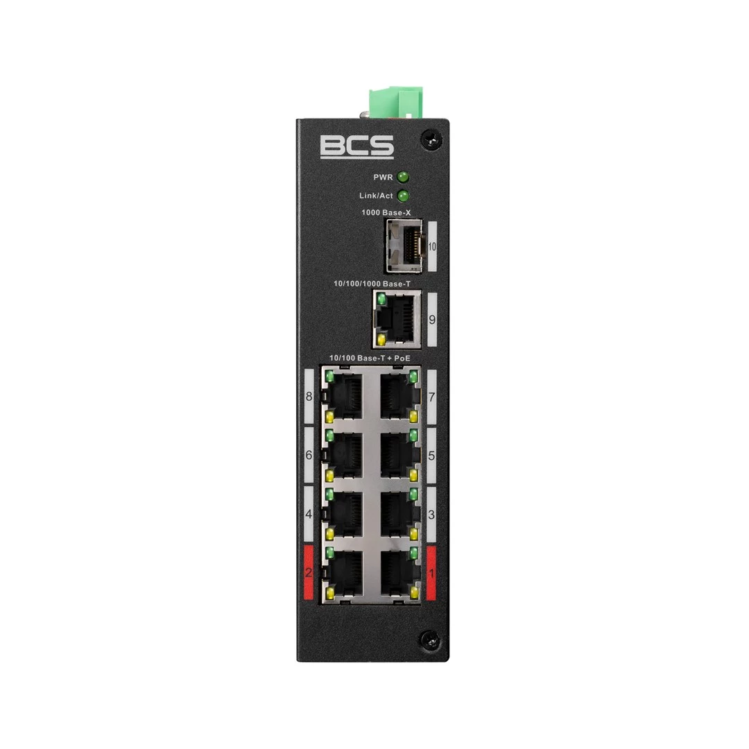 BCS-L-SP0801G-1SFP(2) industriālais Gigabit PoE+ komutators ar