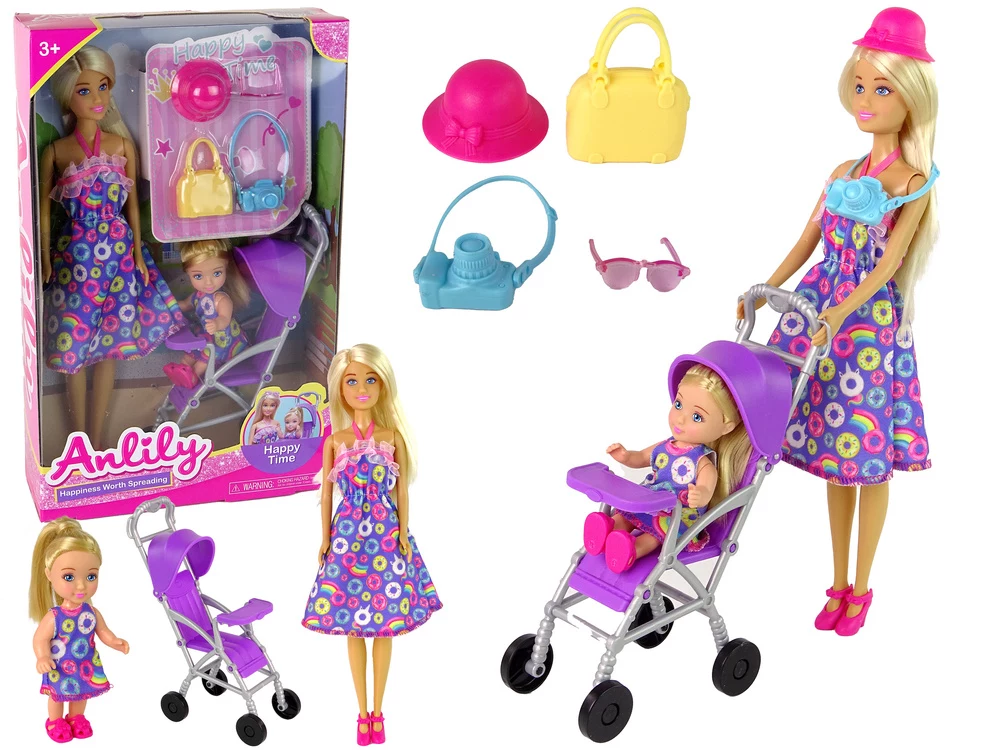 LEAN TOYS leļļu ratiņu komplekts ar
