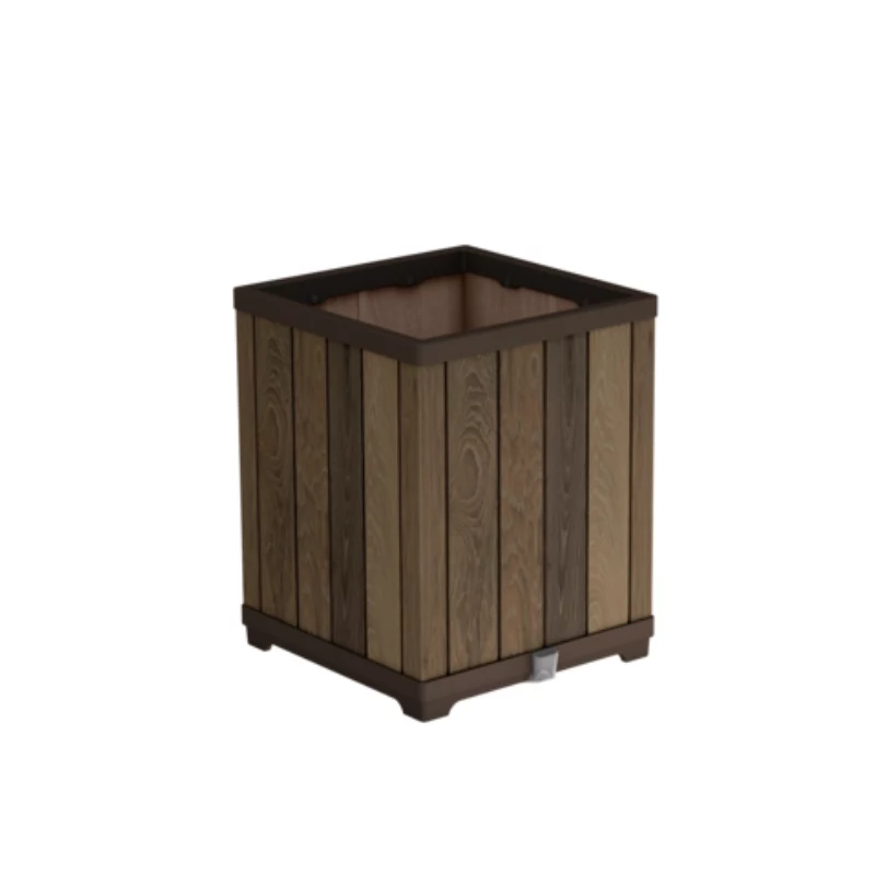 KETER Deco Square Tall Planter Walnut
