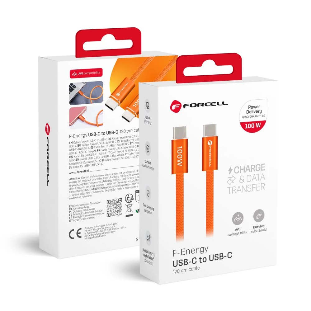 Forcell F-Energy USB-C uz USB-C kabelis