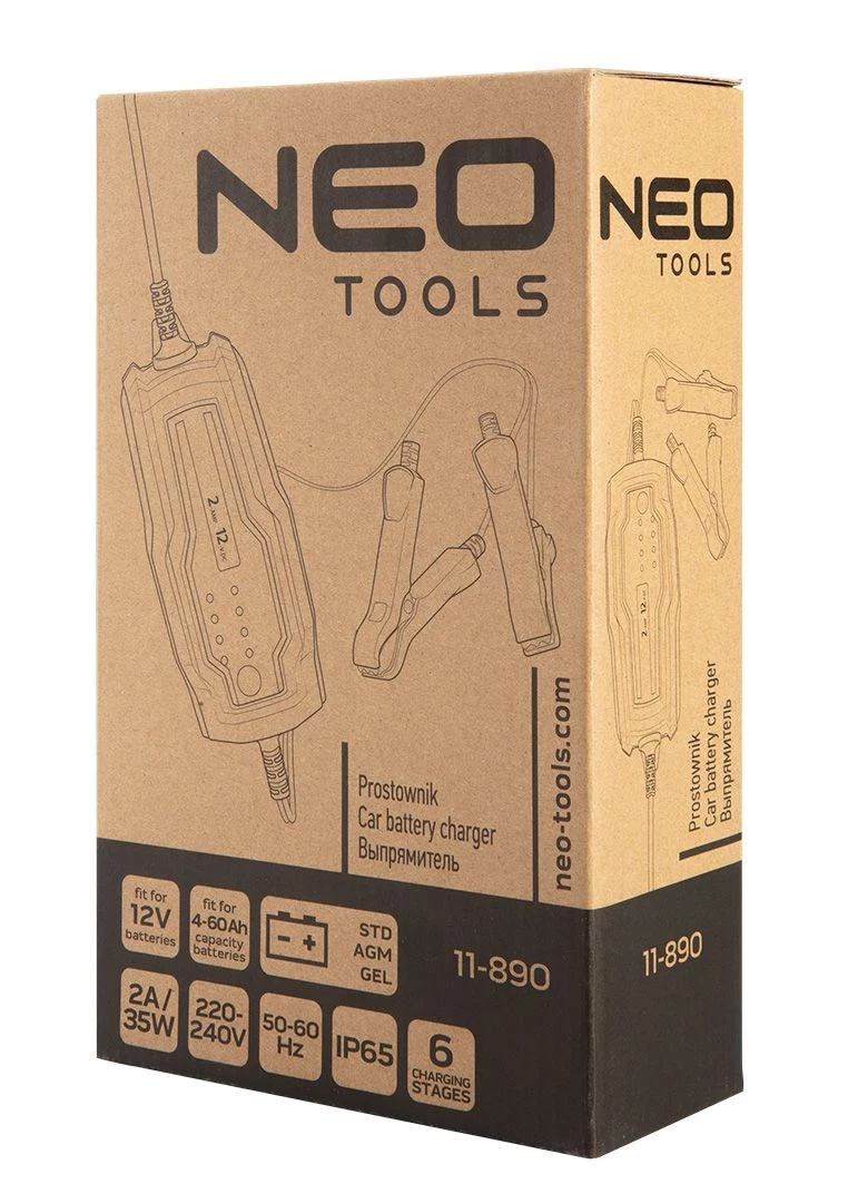 NEO TOOLS 11-890 automātiskais akumulatoru lādētājs