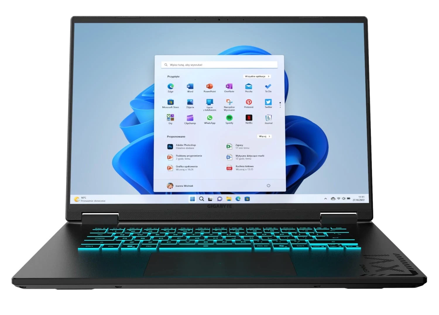 Gigabyte A16 spēļu klēpjdators - AMD