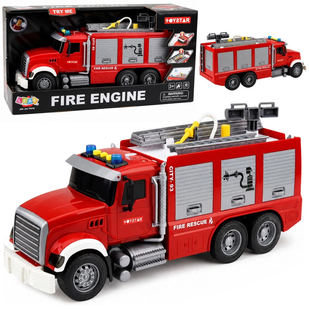 LEAN TOYS ugunsdzēsēju mašīna ar izvelkamu