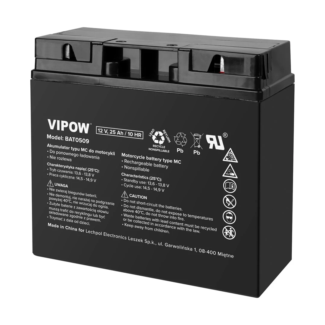 Akumulators VIPOW tipa MC motocikliem 12V