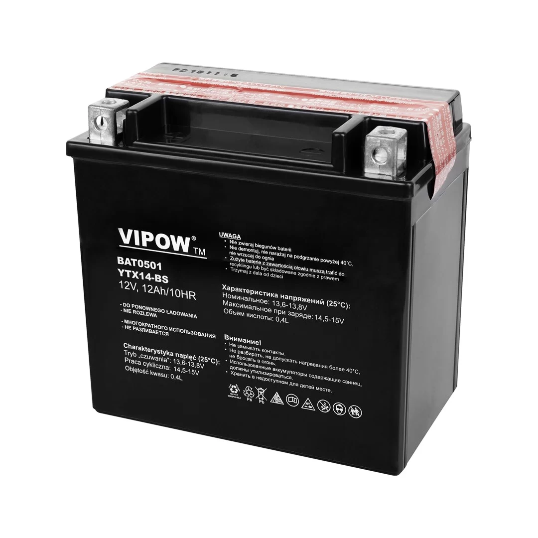 VIPOW BAT0501 parastais svina-skābes motocikla akumulators