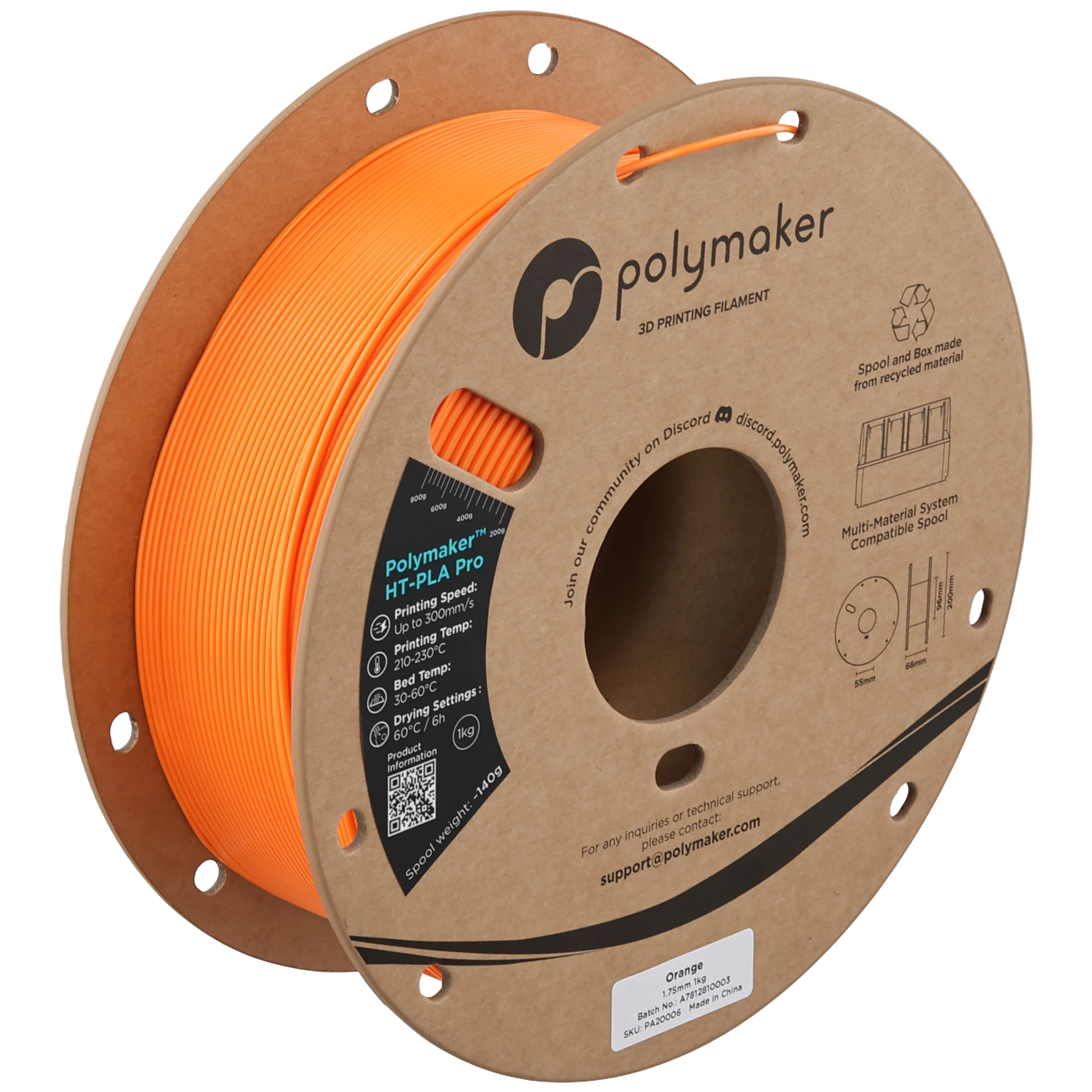 Polymaker PolyTerra PLA HT-PLA-PRO oranžs 1kg