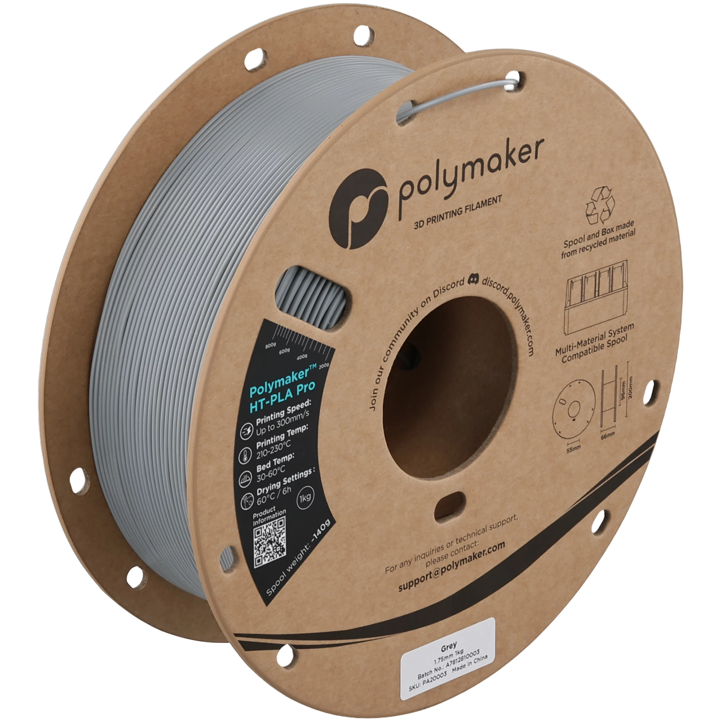 Polymaker PolyTerra HTPLA Pro pelēks 1kg