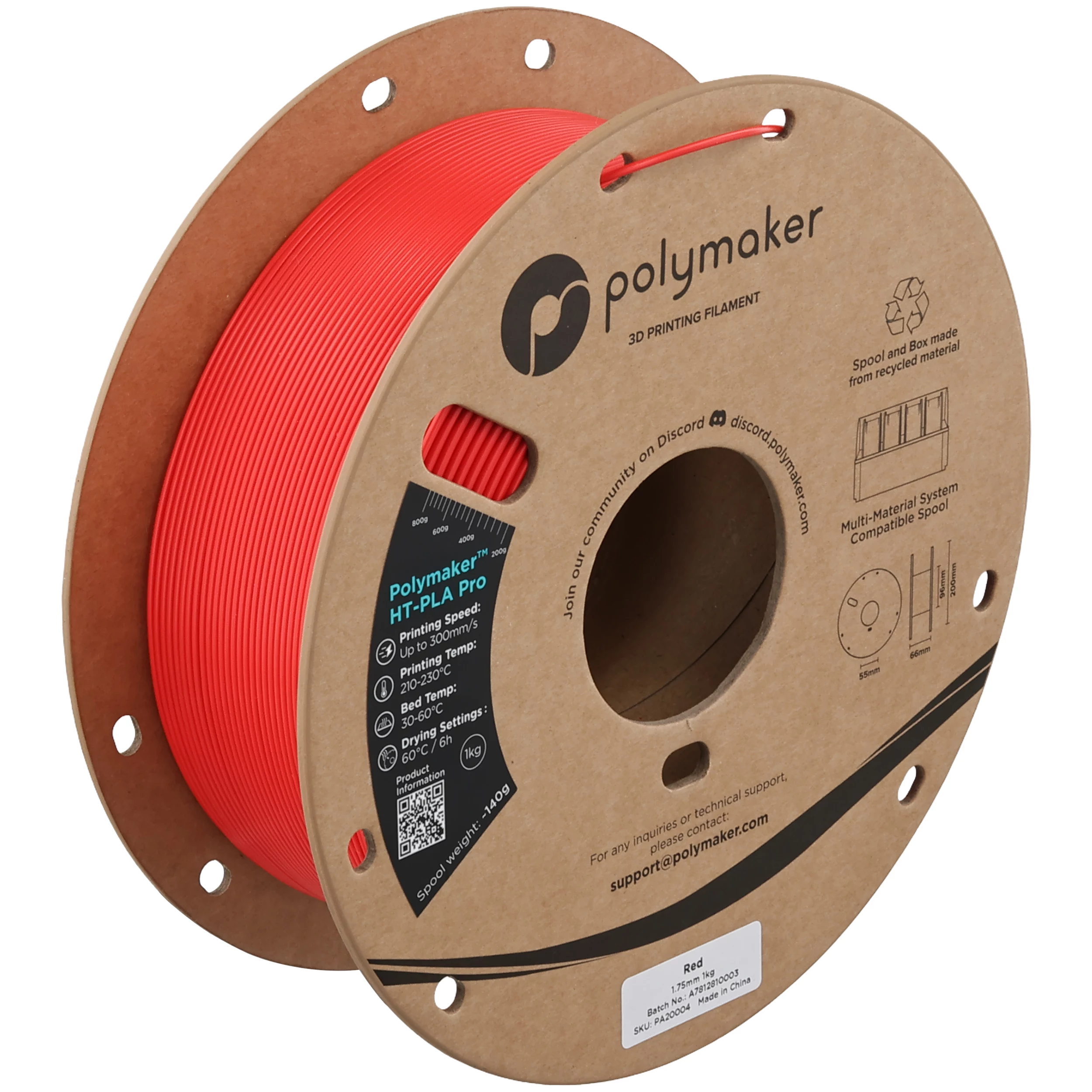 Polymaker PolyLite HTPLA Pro sarkans 1kg