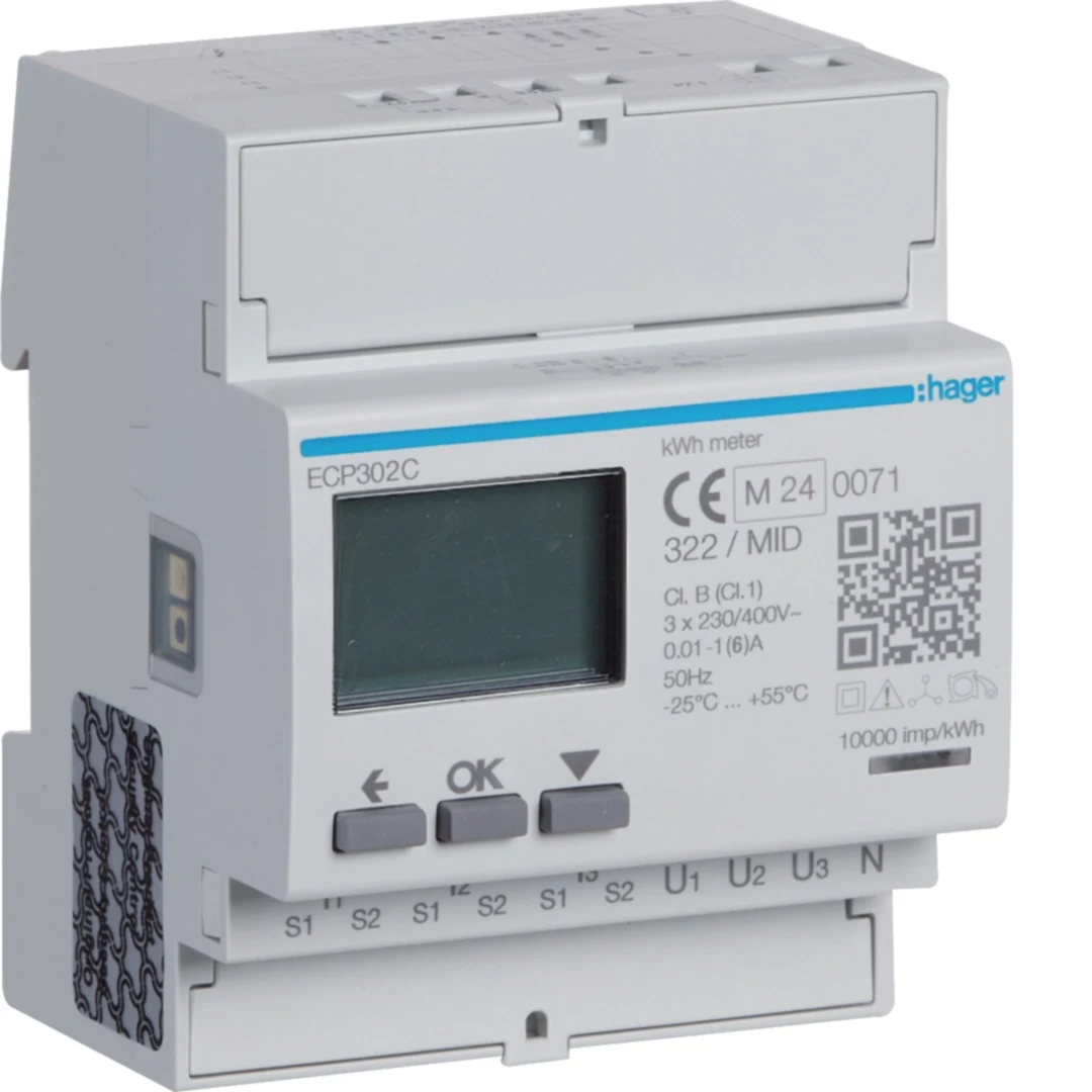 Hager ECP302C Trīsfāžu enerģijas skaitītājs 1A
