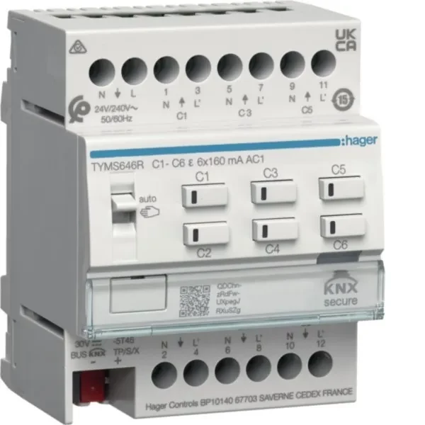 HAGER TYMS646R apkures izpildmehānisms 6-kārtīgs KNX