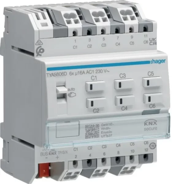 Hager TYAS606D KNX Secure slēdžu/žalūziju izpildmehānisms