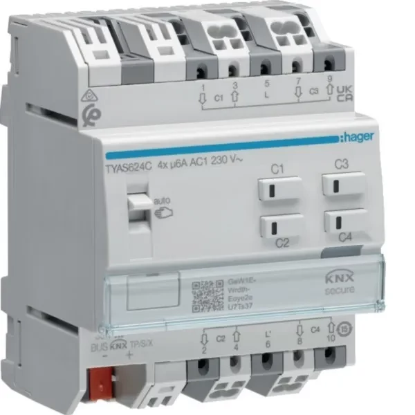 Hager TYAS624C KNX Secure 4-kanālu žalūziju/ruļļu