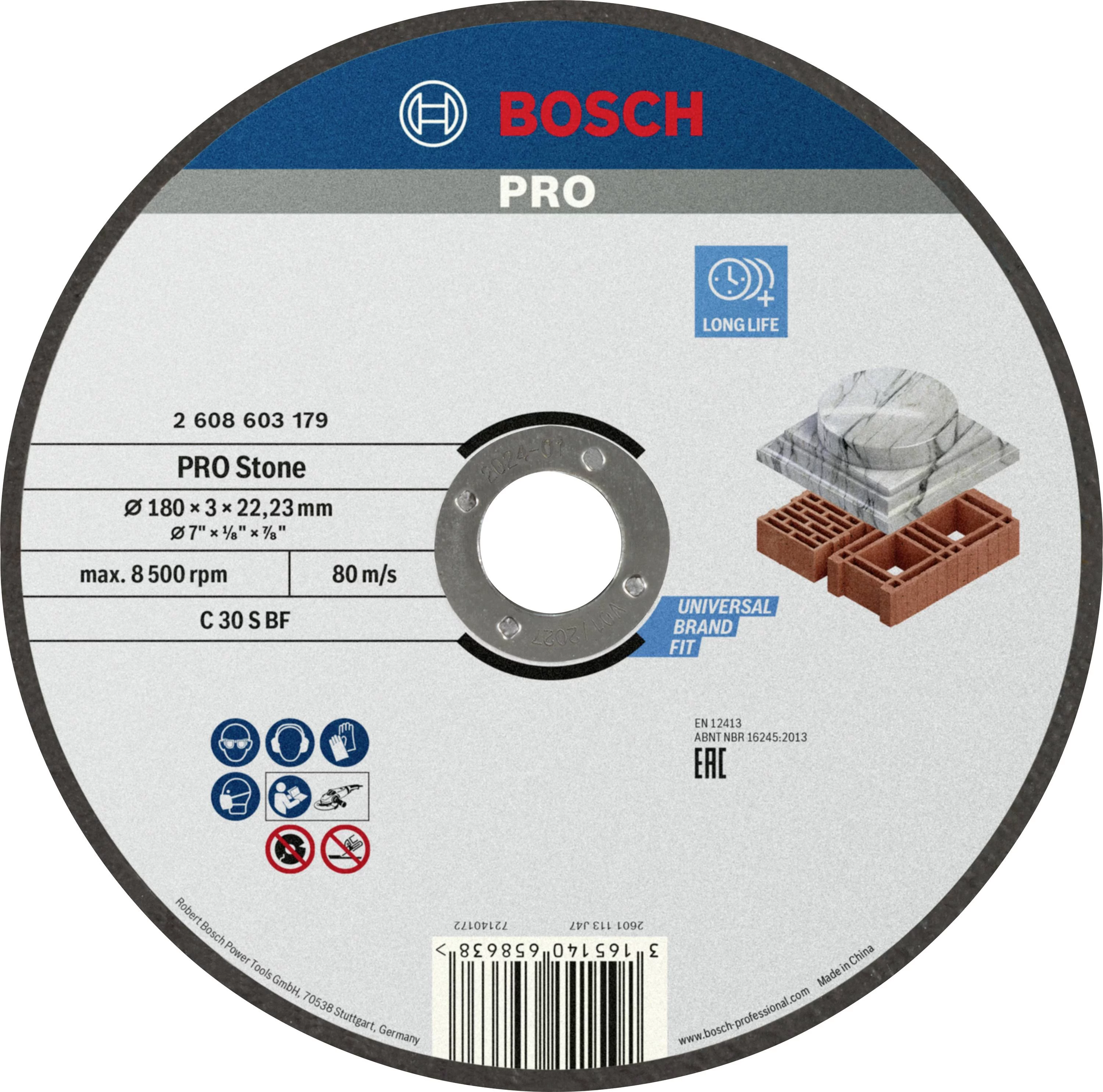 Bosch griešanas disks 180 mm, taisns