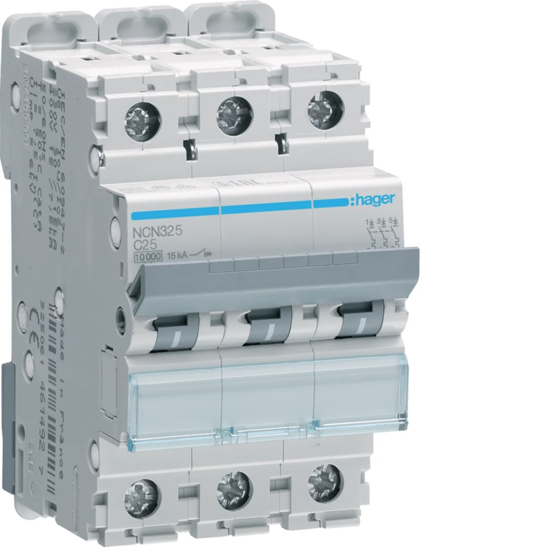 HAGER NCN325 3-polige C-Charakteristik 25A MCB