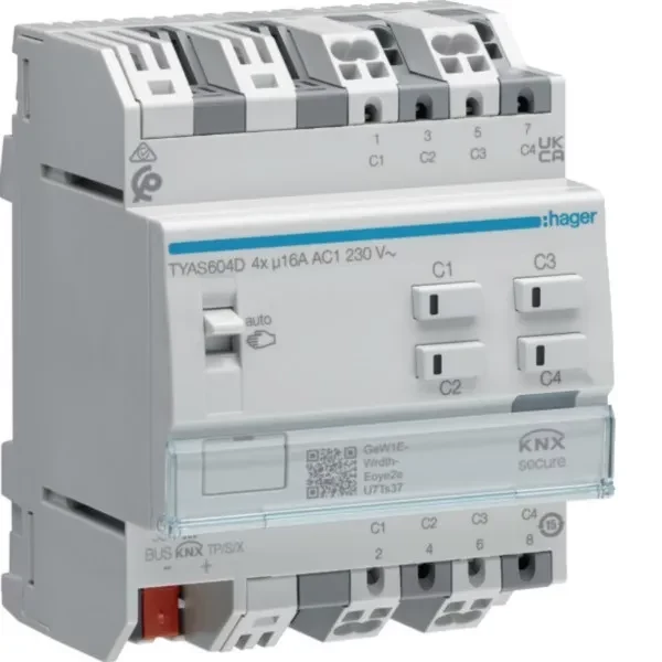 Hager TYAS604D KNX Secure slēdžu/žalūziju izpildmehānisms