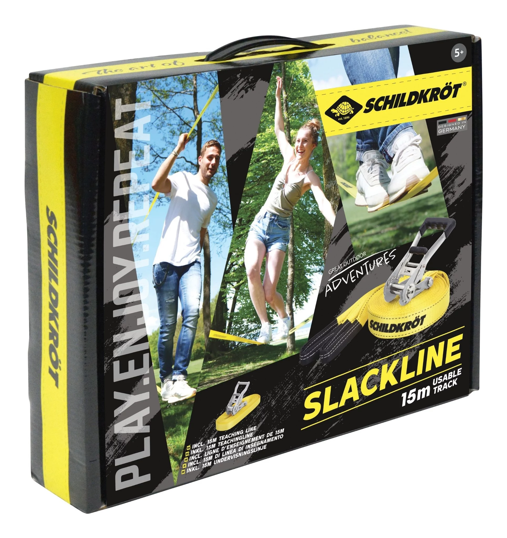 SCHILDKRÖT Slackline komplekts 15 m dzeltens