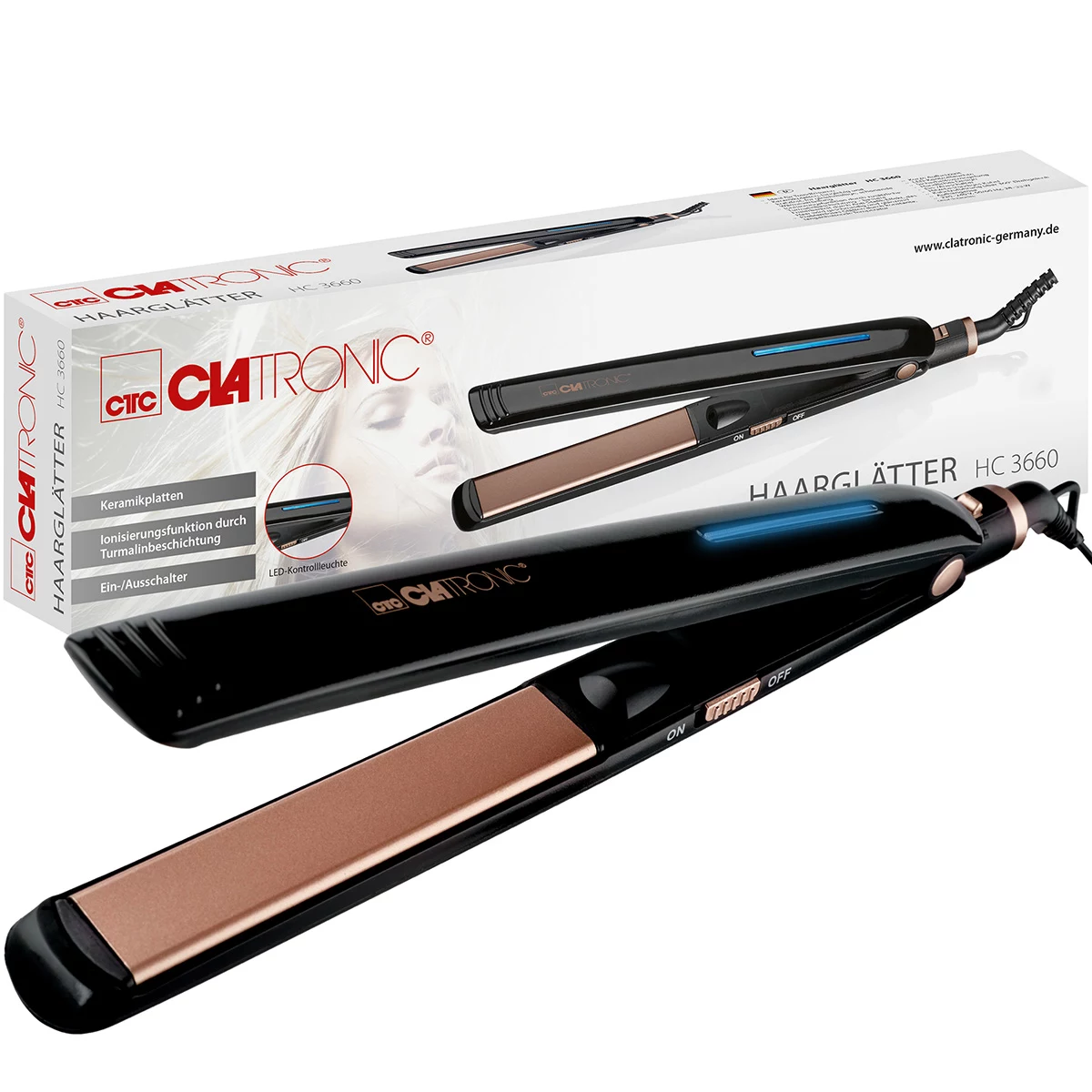 Clatronic HC3660 matu taisnotājs, melns/vara 263801