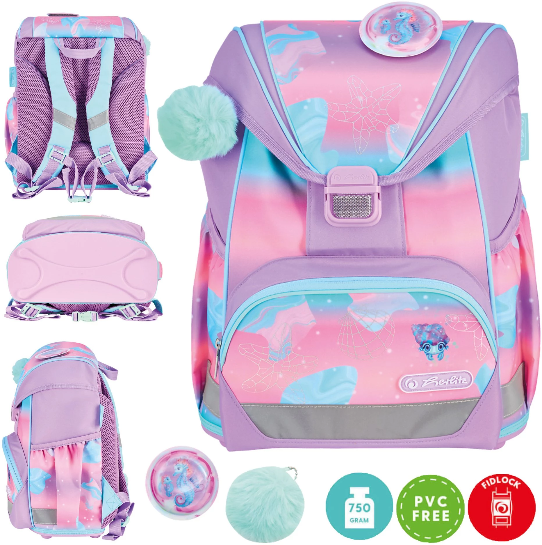 Herlitz Ultralight skolas mugursomas komplekts Seahorse