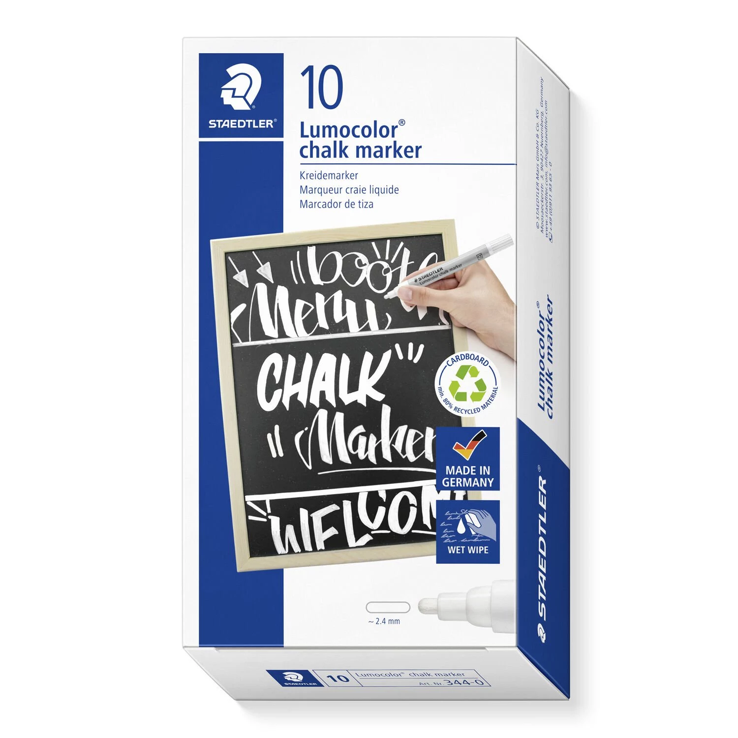 STAEDTLER 344-0 Lumocolor krīta marķieris balts