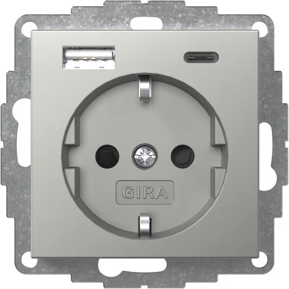 Gira SCHUKO kontaktligzda ar USB lādētāju