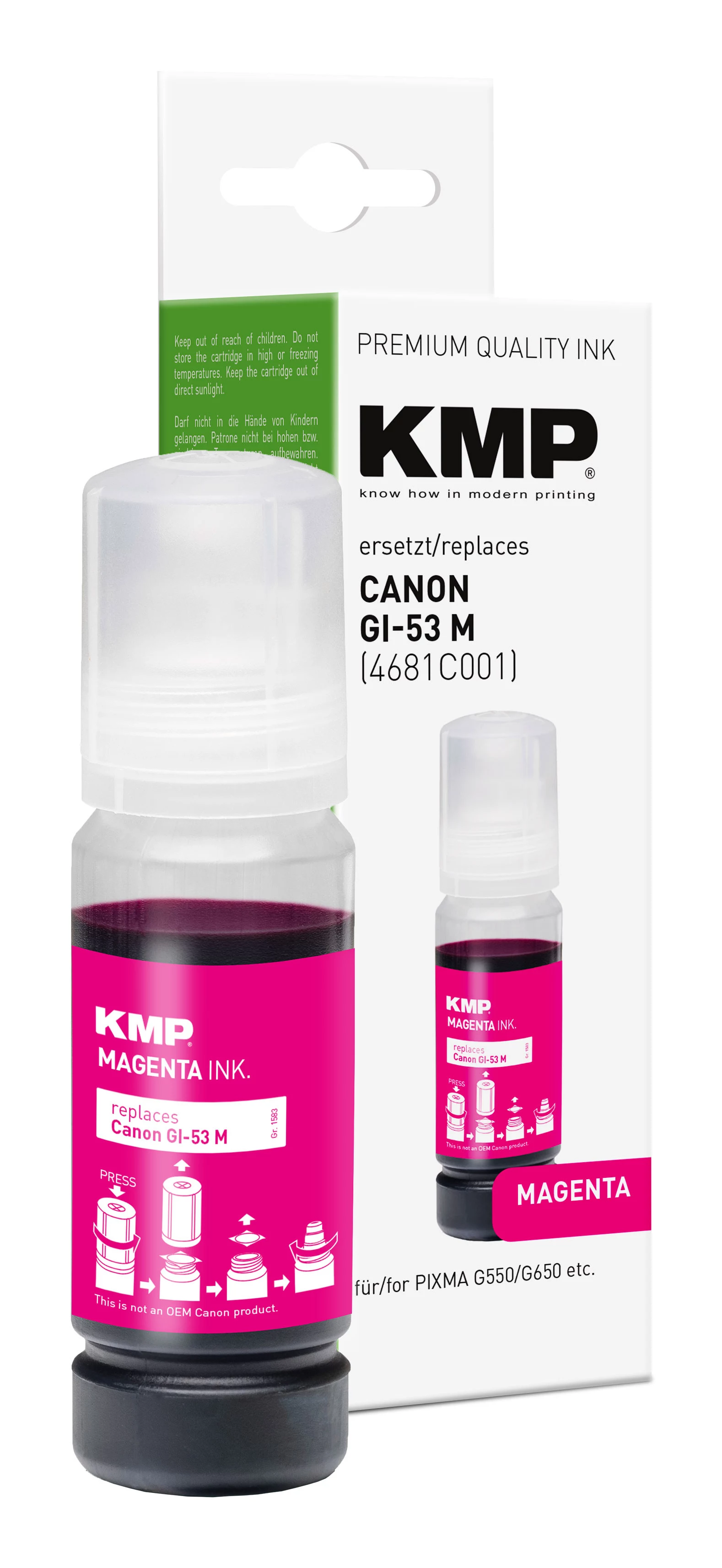 KMP uzpildes tintes pudele magenta 60