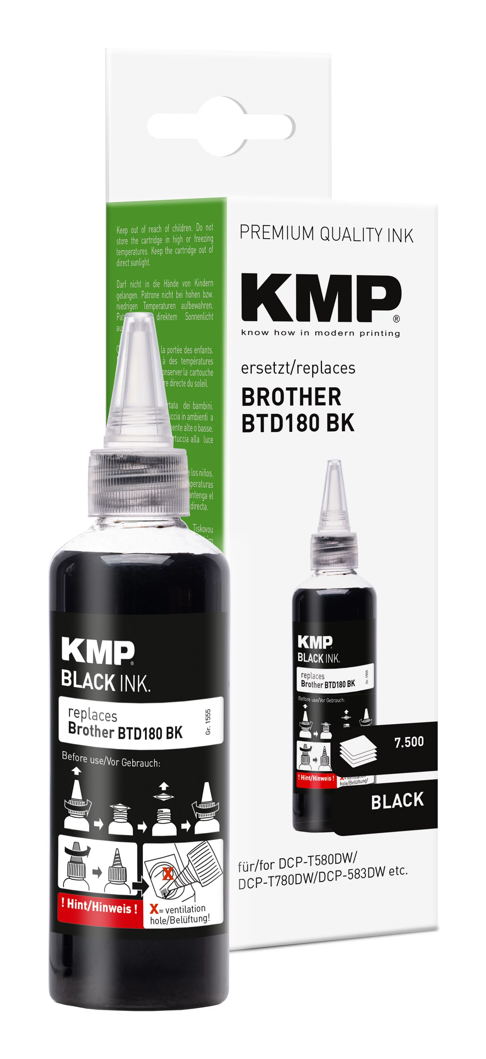 KMP uzpildes tinte Brother BTD180BK melna