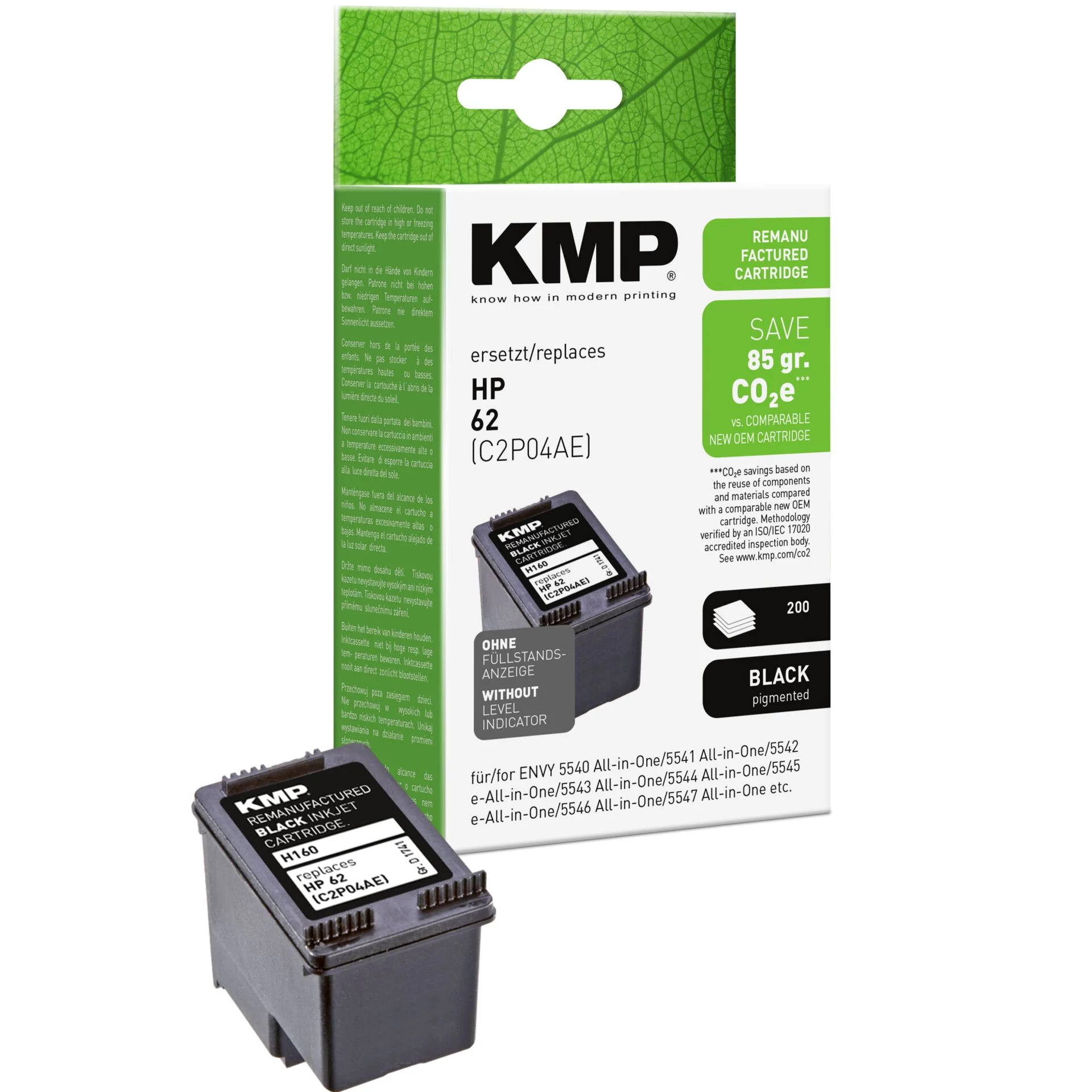 KMP H160 melnā saderīgā tintes kasetne