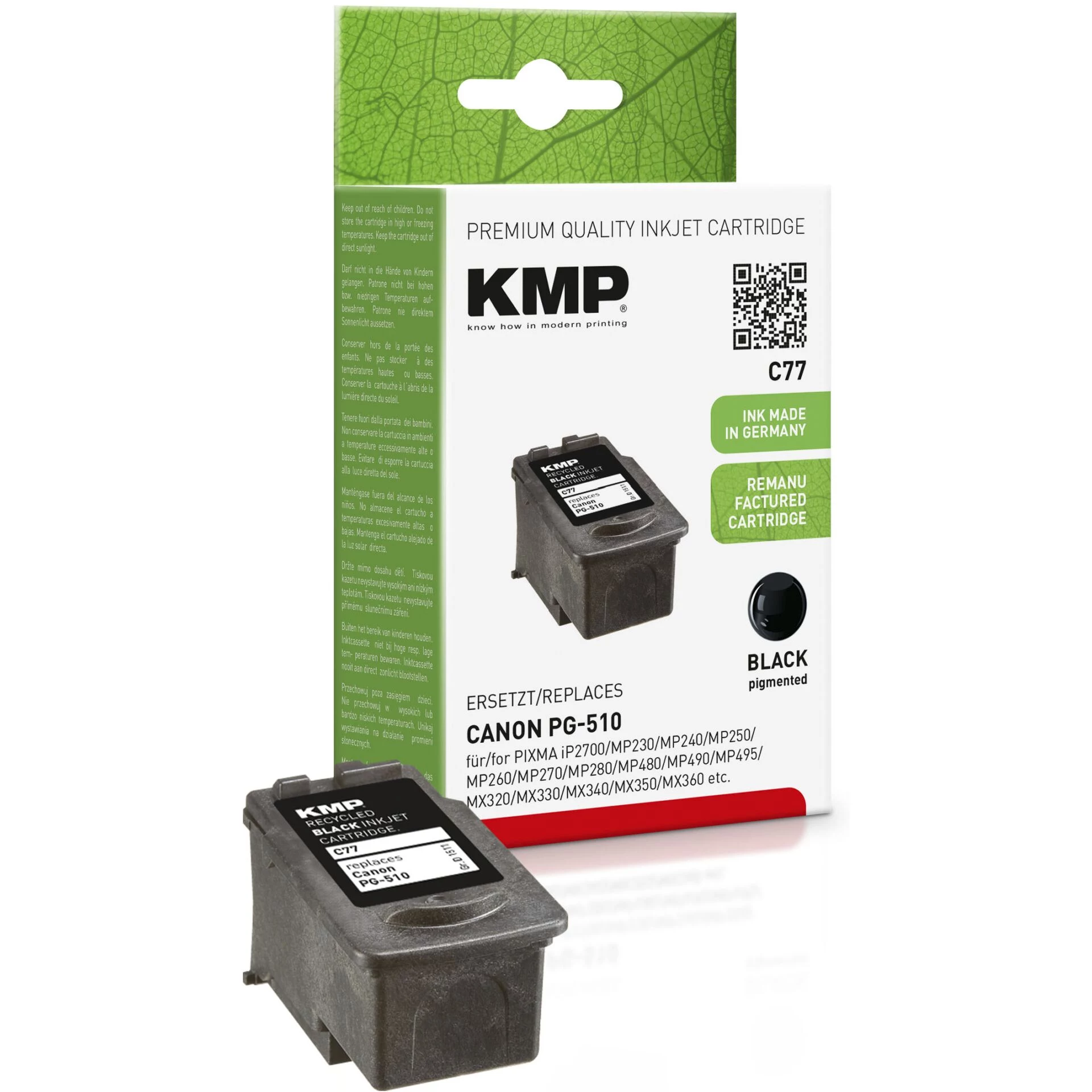 KMP C77 melnā saderīgā tintes kasetne