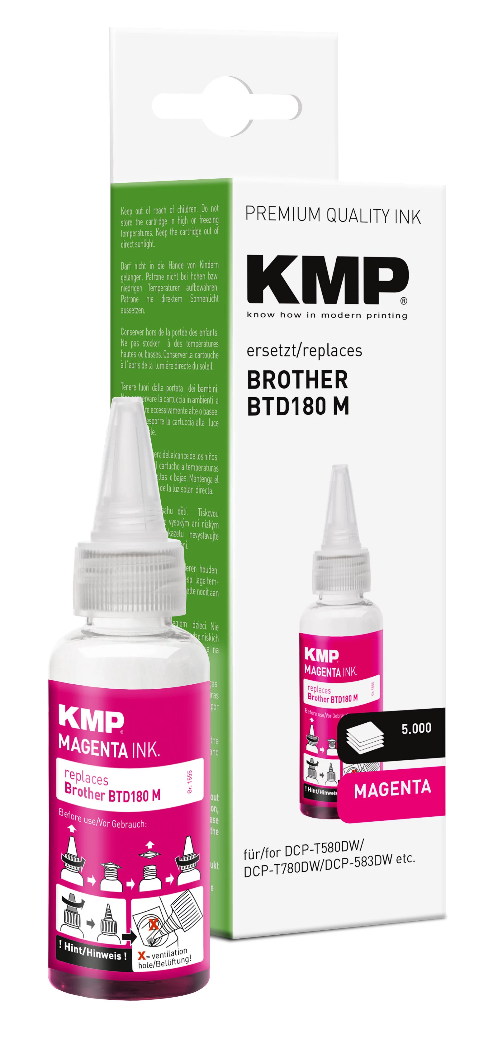 KMP papildināšanas tinte Brother BTD180M, fuksijas