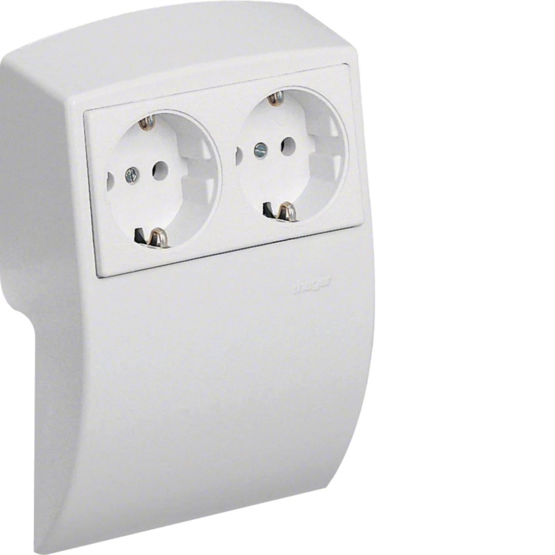 HAGER L22509010 dubultā kontaktligzda tīri balta