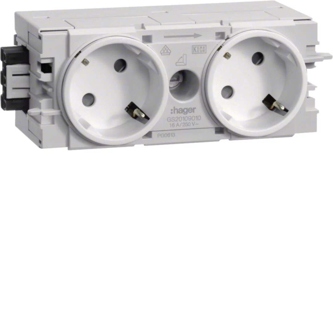 HAGER GS20109016 2-vietīga 45° C-profila kontaktligzda