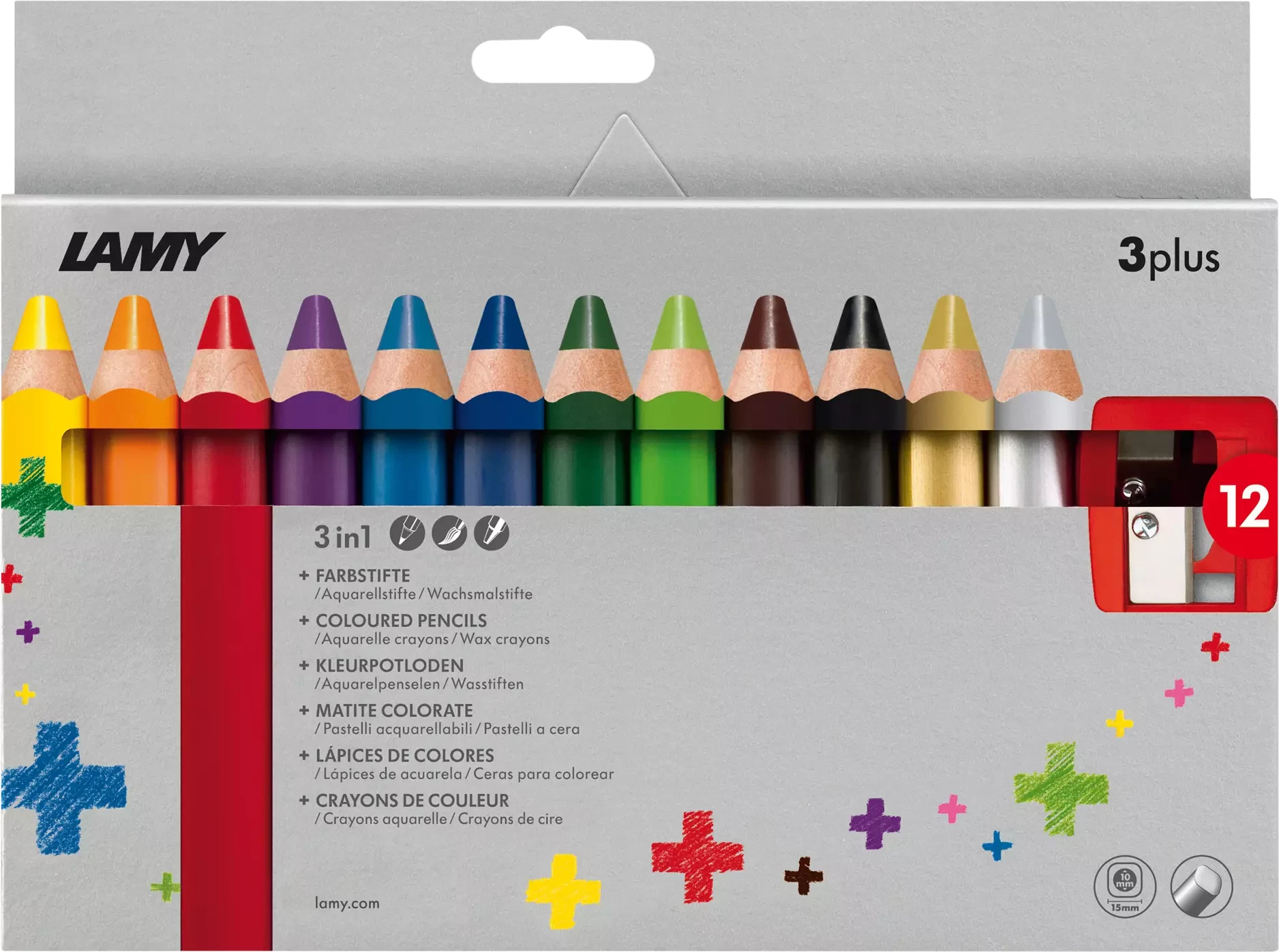 LAMY 3plus krāsu zīmuļu komplekts, 12