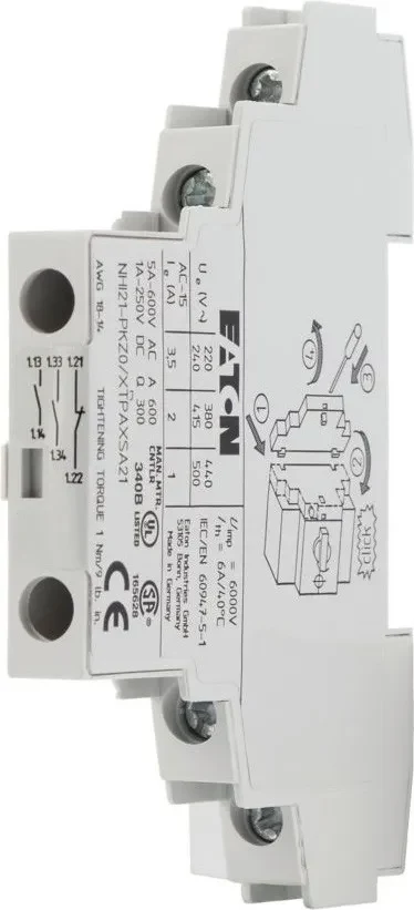Eaton NHI21-PKZ0 palīgkontaktu bloks, 2NO+1NC, sānu