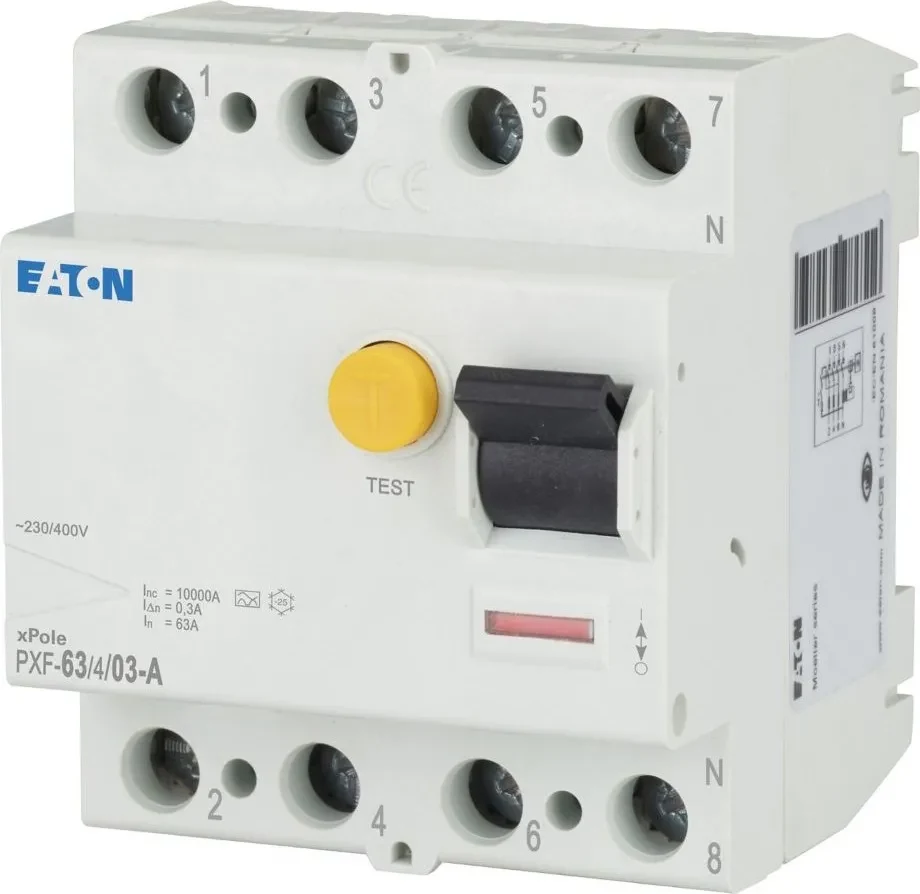 Eaton PXF-63/4/03-A atlikušās strāvas automātslēdzis (RCCB)