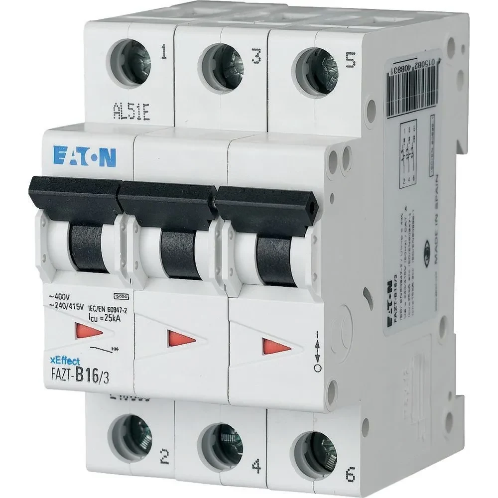 Eaton FAZT-C16/3 3-polīgais 16 A C-raksturlīknes