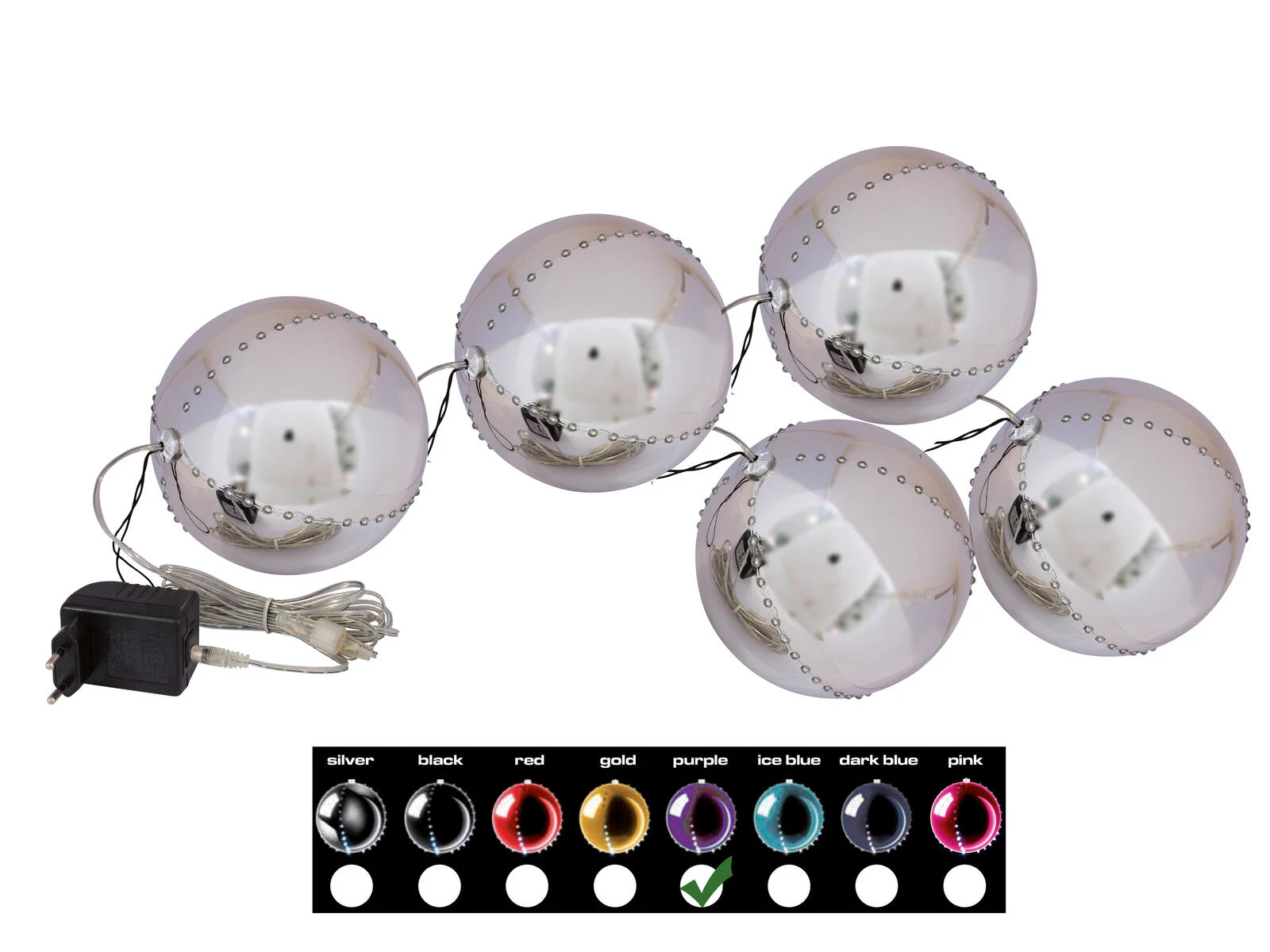EUROPALMS LED sniega bumbiņas 8 cm