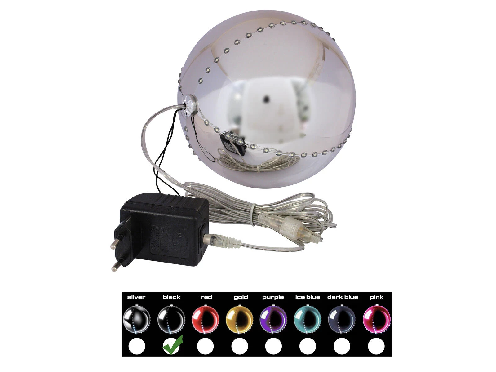 EUROPALMS LED Snowball 15cm, melns 83501244