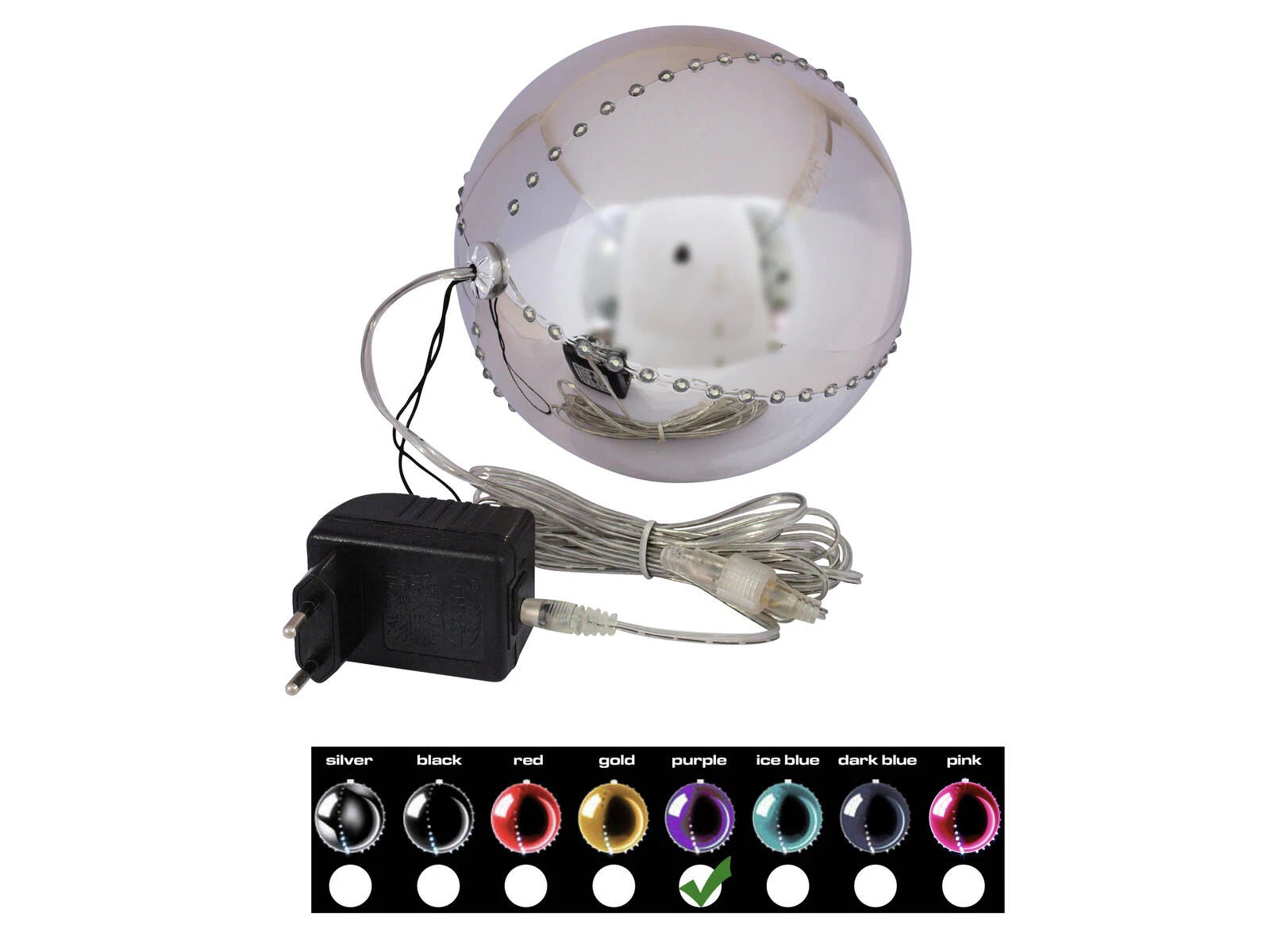 EUROPALMS LED Sniega bumba 15cm, purpura