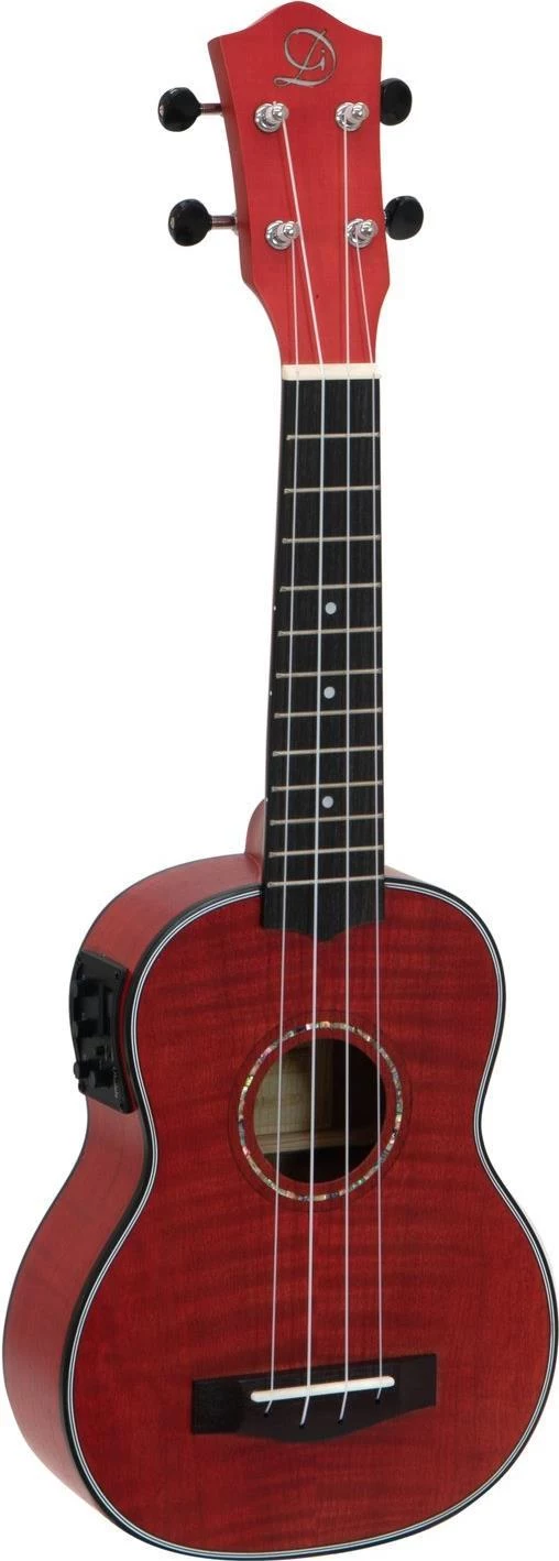 DIMAVERY UK-100 soprāna ukulele, liesmaini sarkana